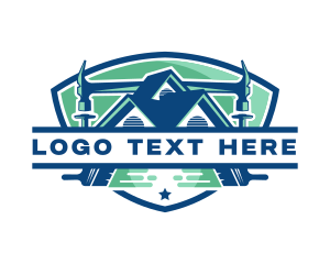 Construction - Paintbrush Hammer Tools Renovation logo design