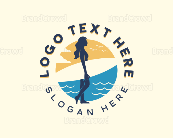 Woman Surfboard Surfer Logo