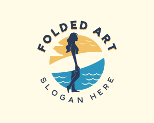 Woman Surfboard Surfer Logo