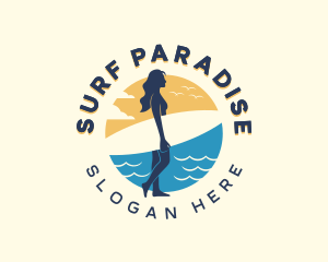 Woman Surfboard Surfer logo design