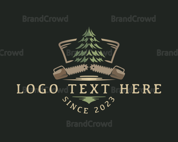 Chainsaw Tree Lumber Logo