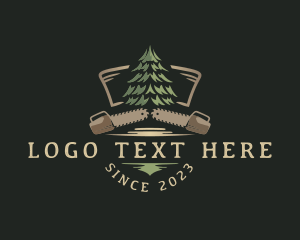 Pine Tree - Chainsaw Tree Lumber logo design