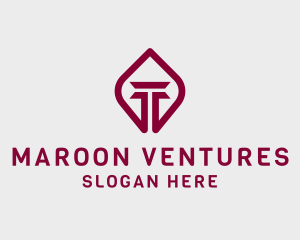 Maroon - Pillar Firm Letter T logo design