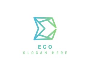 Green Polygon Letter E logo design