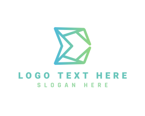 Wireframe - Green Polygon Letter E logo design