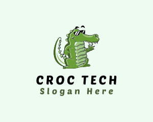 Waving Cool Croc logo design