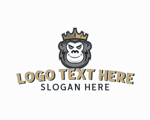 Simian - Monkey Ape Crown logo design