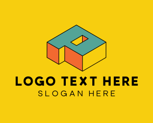 Architecture - 3D Pixel Letter P logo design
