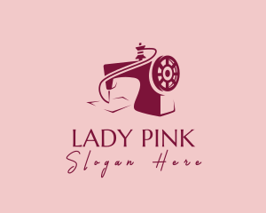 Pink Sewing Machine logo design