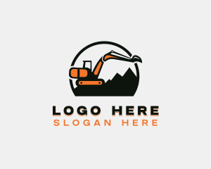 Construction - Excavation Industrial Construction logo design