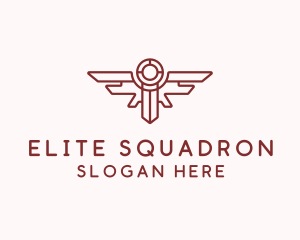 Squadron - Wings Sword Outline logo design