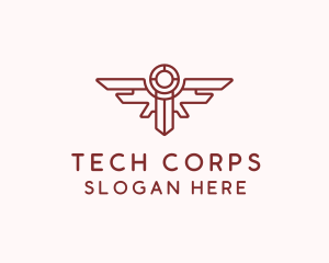 Corps - Wings Sword Outline logo design