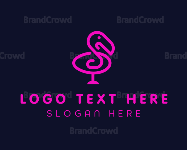 Neon Flamingo Character Logo