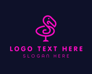 Lounge - Neon Flamingo Character logo design
