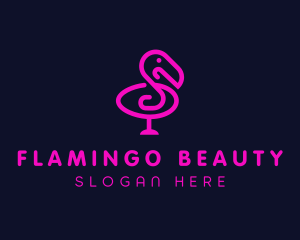 Neon Flamingo Character logo design