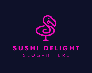 Neon Flamingo Character logo design