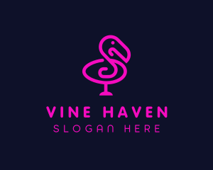 Neon Flamingo Character logo design