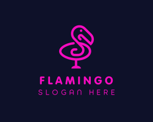 Neon Flamingo Character logo design