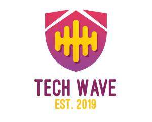 Techno - Digital Music Shield logo design