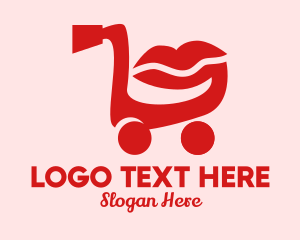 Shop - Shopping Cart Lips logo design