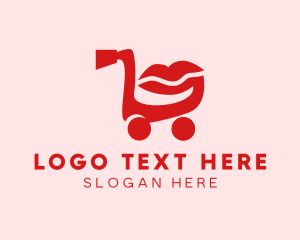 Shopping Cart Lips  logo design