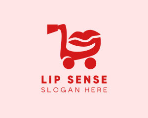 Shopping Cart Lips  logo design