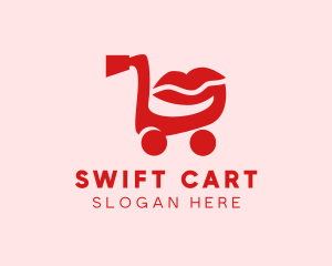 Shopping Cart Lips  logo design