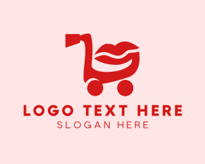 Online Shopping - Shopping Cart Lips logo design