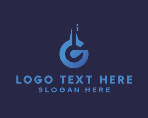 Guitar - Blue Letter G Guitar logo design