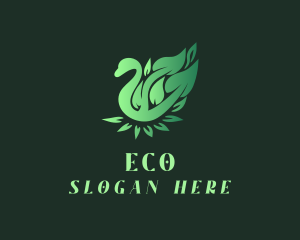 Swan - Green Swan Leaf logo design
