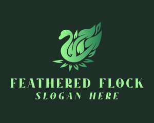 Geese - Green Swan Leaf logo design