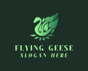 Green Swan Leaf logo design