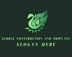 Birdwatcher - Green Swan Leaf logo design