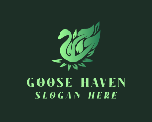 Green Swan Leaf logo design