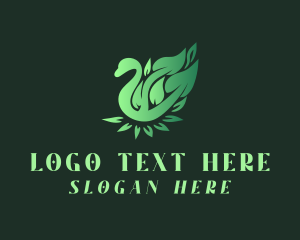 Eco - Green Swan Leaf logo design