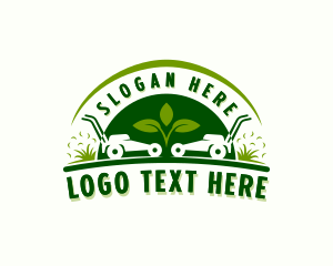 Lawn Mower Garden Landscaping logo design