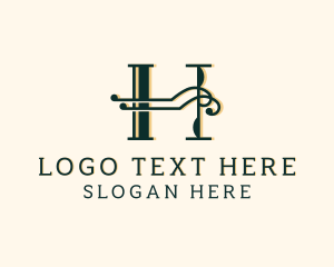 Typography - Retro Art Deco Letter H logo design