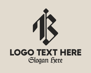 Tattoo Studio - Gothic Calligraphy Letter B logo design