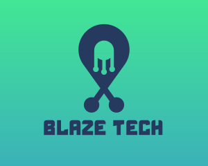 Tech Pin Location logo design