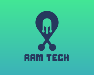 Tech Pin Location logo design