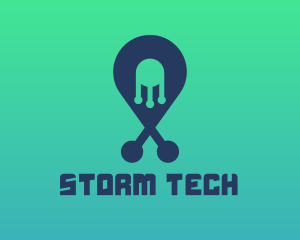 Tech Pin Location logo design