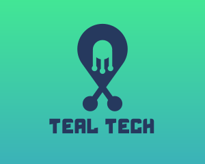 Tech Pin Location logo design