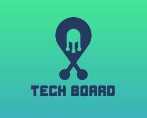 Tech Pin Location logo design