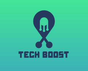 Tech Pin Location logo design