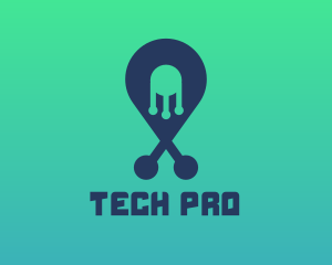 Tech Pin Location logo design