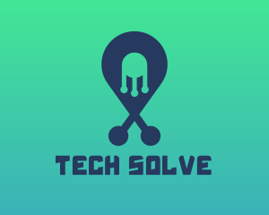 Tech Pin Location logo design