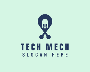 Tech Pin Location logo design