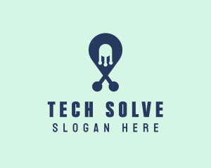 Tech Pin Location logo design