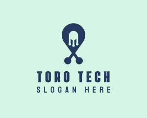 Tech Pin Location logo design