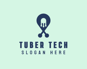 Tech Pin Location logo design